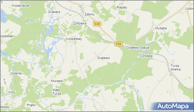 mapa Gralewo gmina Płośnica, Gralewo gmina Płośnica na mapie Targeo