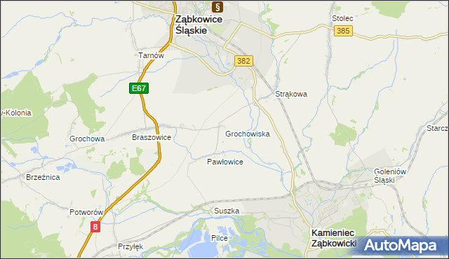 mapa Grochowiska gmina Ząbkowice Śląskie, Grochowiska gmina Ząbkowice Śląskie na mapie Targeo