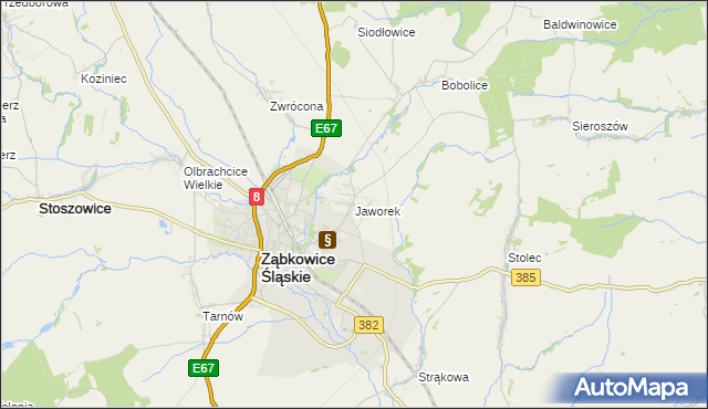 mapa Jaworek gmina Ząbkowice Śląskie, Jaworek gmina Ząbkowice Śląskie na mapie Targeo