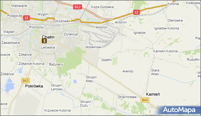 mapa Józefin gmina Kamień, Józefin gmina Kamień na mapie Targeo