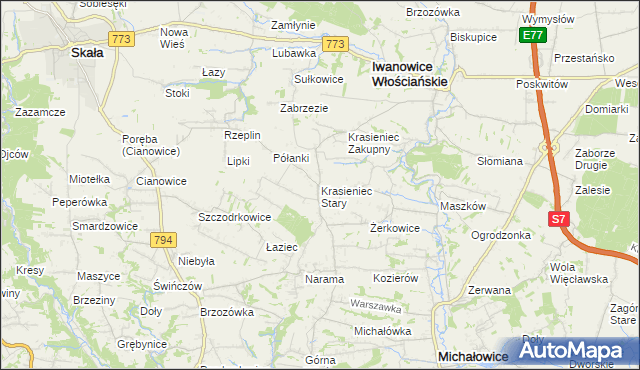 mapa Krasieniec Stary, Krasieniec Stary na mapie Targeo