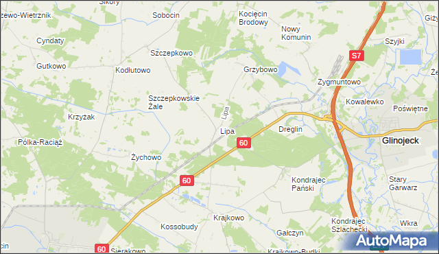 mapa Lipa gmina Raciąż, Lipa gmina Raciąż na mapie Targeo