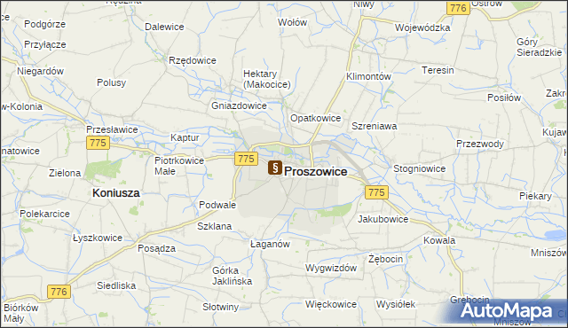 mapa Proszowice, Proszowice na mapie Targeo