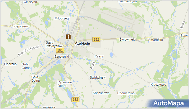 mapa Psary gmina Świdwin, Psary gmina Świdwin na mapie Targeo