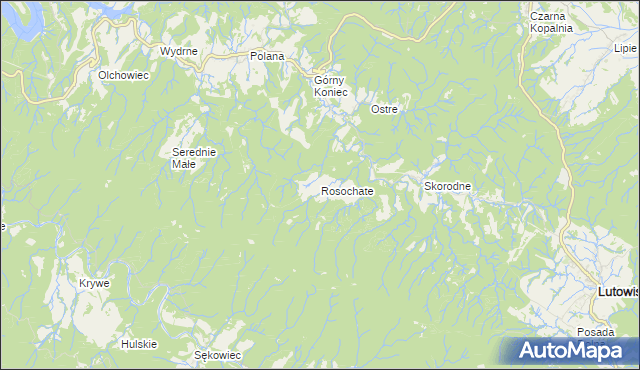 mapa Rosochate gmina Czarna, Rosochate gmina Czarna na mapie Targeo