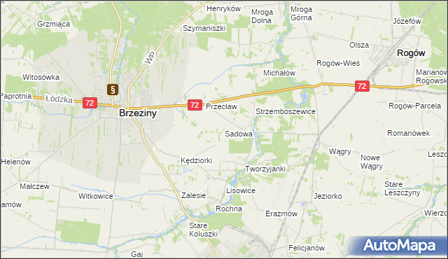 mapa Sadowa gmina Brzeziny, Sadowa gmina Brzeziny na mapie Targeo