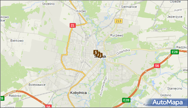 mapa Słupska, Słupsk na mapie Targeo