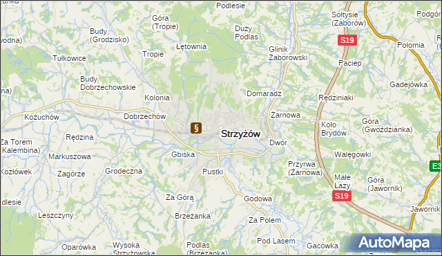 mapa Strzyżów, Strzyżów na mapie Targeo