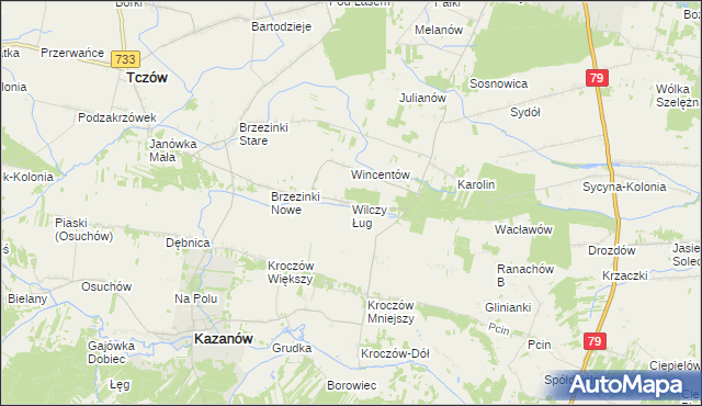 mapa Wilczy Ług, Wilczy Ług na mapie Targeo