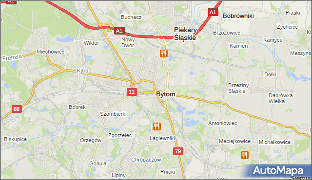 mapa Bytomia, Bytom na mapie Targeo