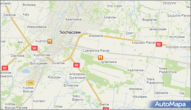 mapa Czyste gmina Sochaczew, Czyste gmina Sochaczew na mapie Targeo