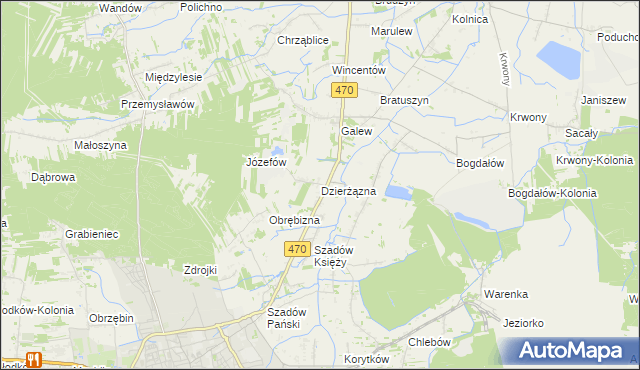 mapa Dzierżązna gmina Turek, Dzierżązna gmina Turek na mapie Targeo
