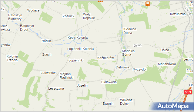 mapa Kaźmierów gmina Borzechów, Kaźmierów gmina Borzechów na mapie Targeo
