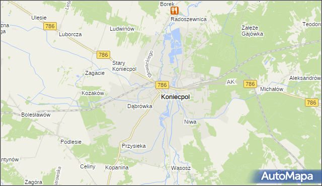 mapa Koniecpol, Koniecpol na mapie Targeo