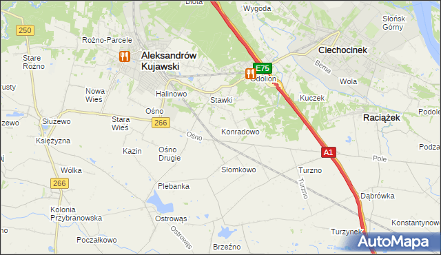 mapa Konradowo gmina Aleksandrów Kujawski, Konradowo gmina Aleksandrów Kujawski na mapie Targeo