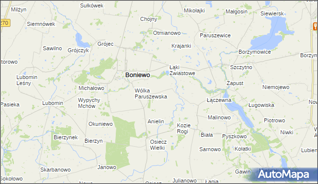 mapa Łąki Wielkie, Łąki Wielkie na mapie Targeo