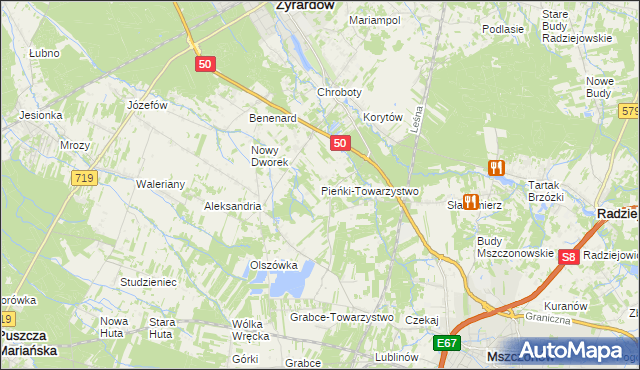 mapa Pieńki-Towarzystwo, Pieńki-Towarzystwo na mapie Targeo
