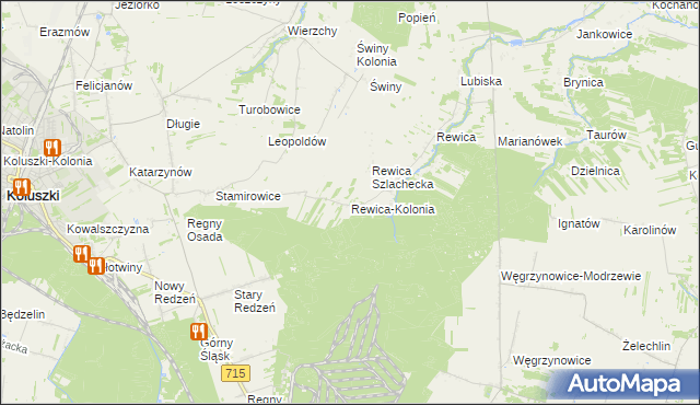 mapa Rewica-Kolonia, Rewica-Kolonia na mapie Targeo