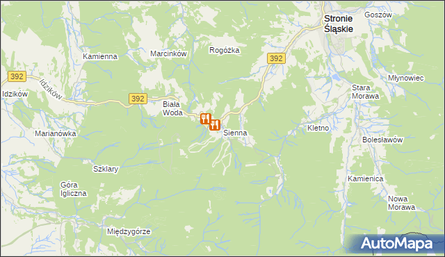 mapa Sienna gmina Stronie Śląskie, Sienna gmina Stronie Śląskie na mapie Targeo