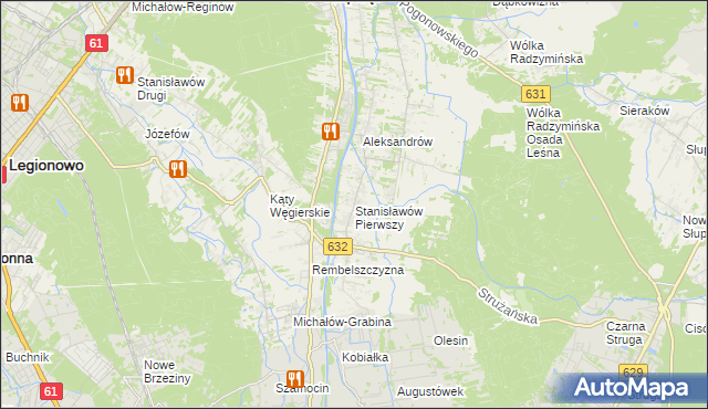 mapa Stanisławów Pierwszy gmina Nieporęt, Stanisławów Pierwszy gmina Nieporęt na mapie Targeo