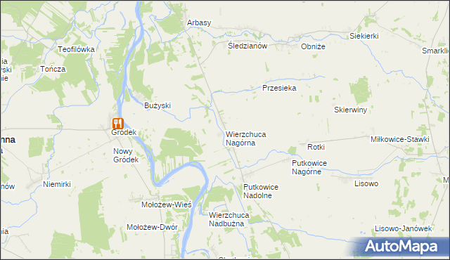 mapa Wierzchuca Nagórna, Wierzchuca Nagórna na mapie Targeo