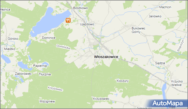 mapa Włoszakowice, Włoszakowice na mapie Targeo