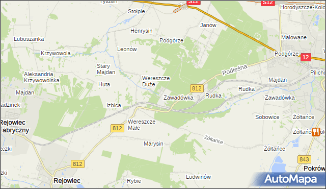 mapa Zawadówka gmina Rejowiec, Zawadówka gmina Rejowiec na mapie Targeo