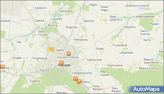 mapa Zygmuntów gmina Koluszki, Zygmuntów gmina Koluszki na mapie Targeo