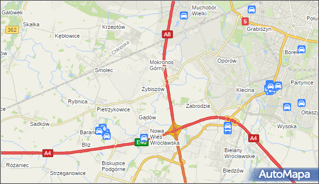 mapa Cesarzowice gmina Kąty Wrocławskie, Cesarzowice gmina Kąty Wrocławskie na mapie Targeo