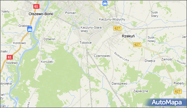 mapa Czarnowiec gmina Rzekuń, Czarnowiec gmina Rzekuń na mapie Targeo