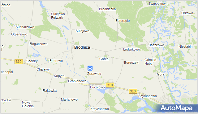 mapa Górka gmina Brodnica, Górka gmina Brodnica na mapie Targeo