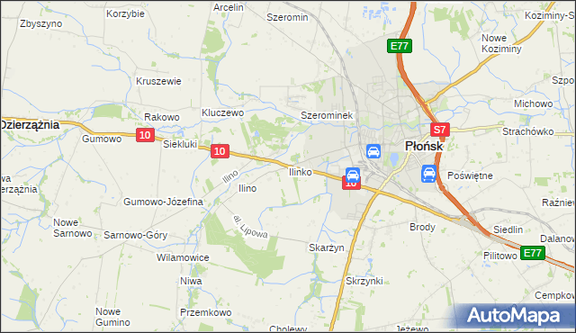 mapa Ilinko, Ilinko na mapie Targeo