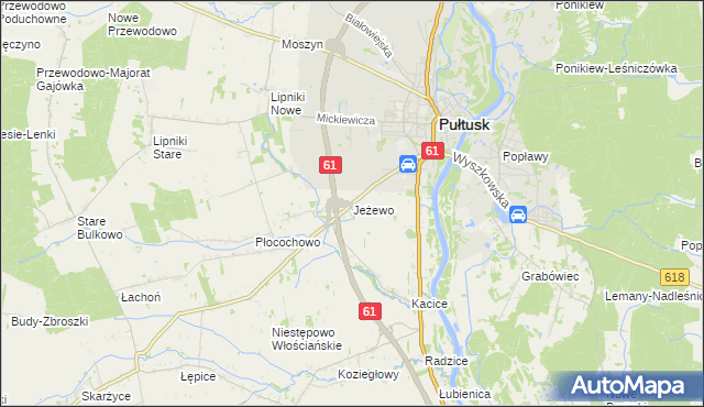 mapa Jeżewo gmina Pułtusk, Jeżewo gmina Pułtusk na mapie Targeo