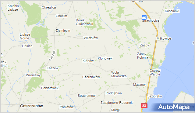 mapa Klonówek, Klonówek na mapie Targeo