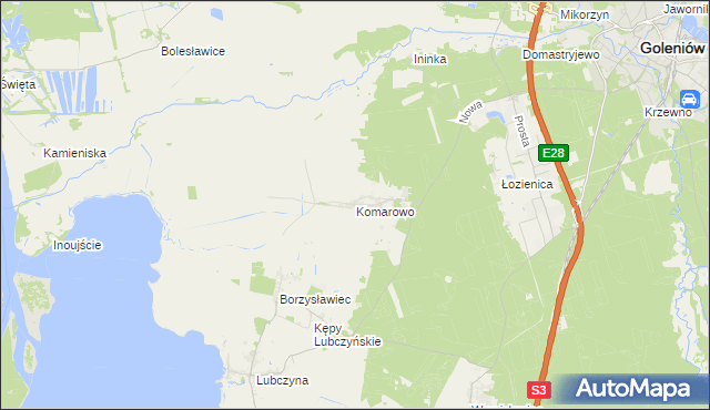 mapa Komarowo, Komarowo na mapie Targeo