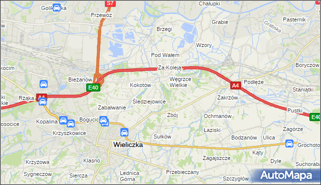 mapa Mała Wieś gmina Wieliczka, Mała Wieś gmina Wieliczka na mapie Targeo