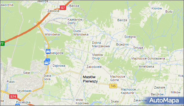mapa Masłów Drugi, Masłów Drugi na mapie Targeo
