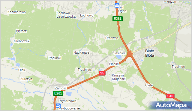 mapa Murowaniec gmina Białe Błota, Murowaniec gmina Białe Błota na mapie Targeo