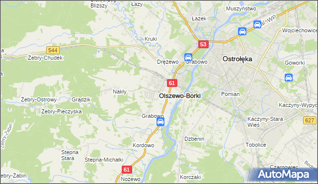 mapa Olszewo-Borki, Olszewo-Borki na mapie Targeo