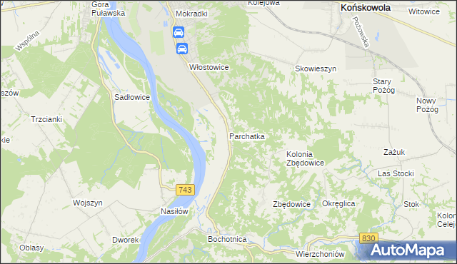 mapa Parchatka, Parchatka na mapie Targeo