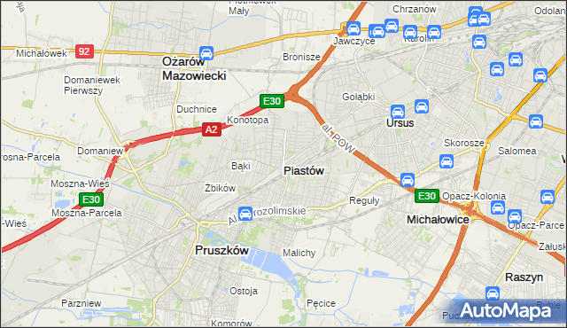 mapa Piastów powiat pruszkowski, Piastów powiat pruszkowski na mapie Targeo