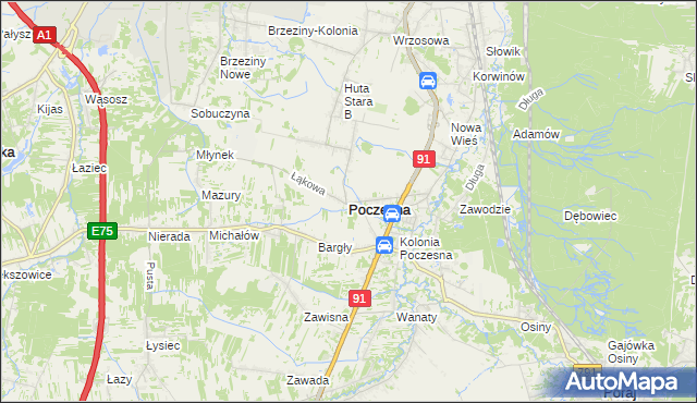 mapa Poczesna, Poczesna na mapie Targeo