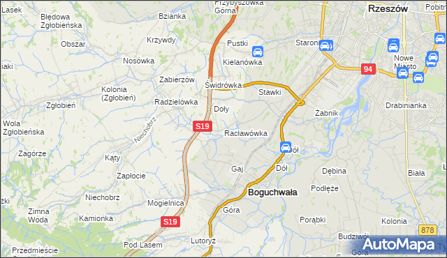 mapa Racławówka, Racławówka na mapie Targeo