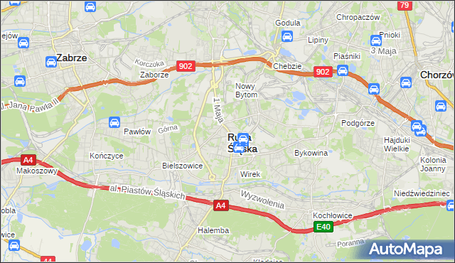 mapa Rudy Śląskiej, Ruda Śląska na mapie Targeo
