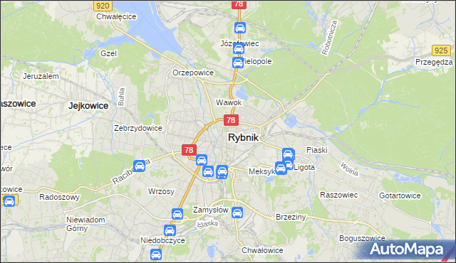 mapa Rybnika, Rybnik na mapie Targeo