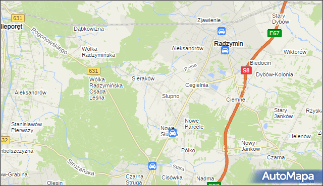 mapa Słupno gmina Radzymin, Słupno gmina Radzymin na mapie Targeo