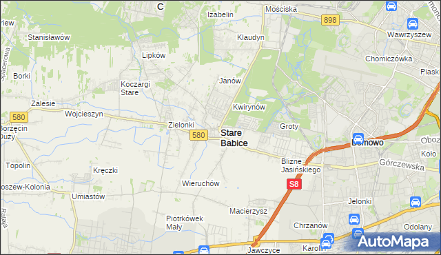 mapa Stare Babice, Stare Babice na mapie Targeo