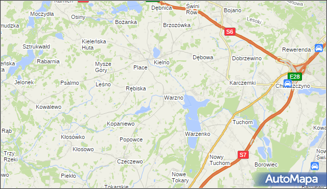 mapa Warzno, Warzno na mapie Targeo