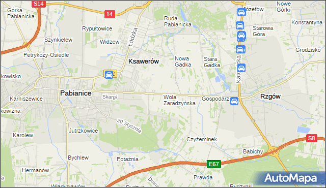 mapa Wola Zaradzyńska, Wola Zaradzyńska na mapie Targeo