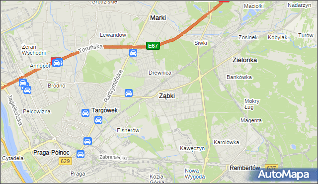 mapa Ząbki powiat wołomiński, Ząbki powiat wołomiński na mapie Targeo